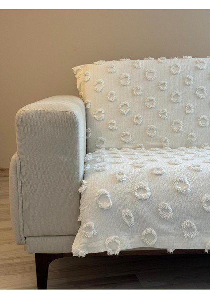 Lüx Saçaklı Ponpon Koltuk Örtüsü Ekru 180X240 Oturma ve Sırt Kısmı modelleri