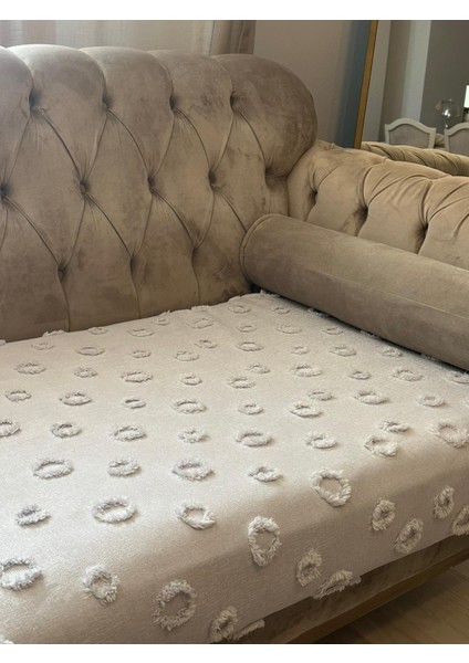 Lüx Saçaklı Ponpon Gümüş Gri Koltuk Örtüsü 100x240 Oturma Kısmı modelleri