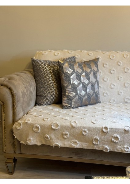 Lüx Saçaklı Ponpon Koltuk Örtüsü Taş Rengi 180X240 Oturma ve Sırt Kısmı fiyatları