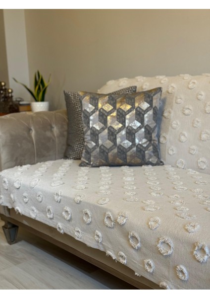 Lüx Saçaklı Ponpon Koltuk Örtüsü Taş Rengi 180X240 Oturma ve Sırt Kısmı modelleri