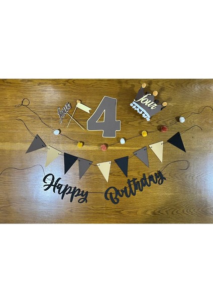 4 Dört Yaş Happy Birthaday Iyi Ki Doğdun Parti Şapkalı Set fiyatları