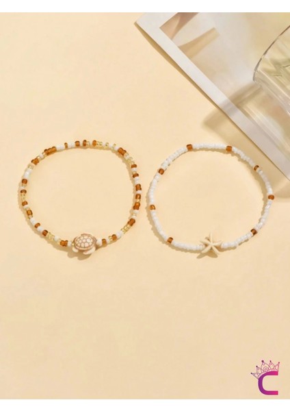 2'li Kombin Caretta Bohem Gold Bakır Boncuklu Halhal - Deniz Yıldızlı Plaj Aksesuar Ayak Takısı fırsatları