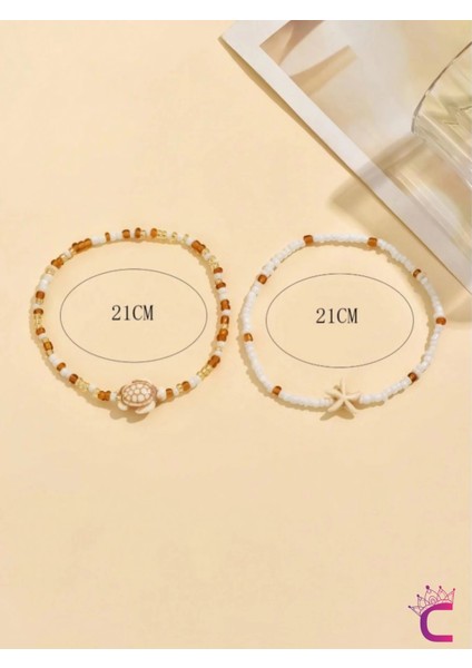 2'li Kombin Caretta Bohem Gold Bakır Boncuklu Halhal - Deniz Yıldızlı Plaj Aksesuar Ayak Takısı indirimleri