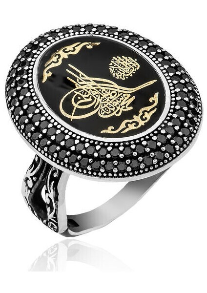 Tugralı Zirkon Taşlı 925 Ayar Gümüş Kadın Yüzük