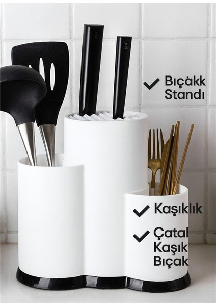 Çok Amaçlı Dik Kaşıklık Çatal Kaşık Organizeri Düzenleyici Beyaz