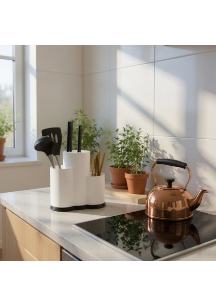 Çok Amaçlı Dik Kaşıklık Çatal Kaşık Organizeri Düzenleyici Beyaz fırsatları