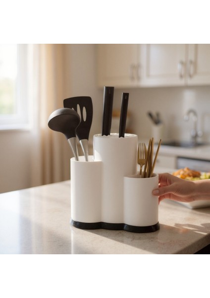 Çok Amaçlı Dik Kaşıklık Çatal Kaşık Organizeri Düzenleyici Beyaz indirimleri