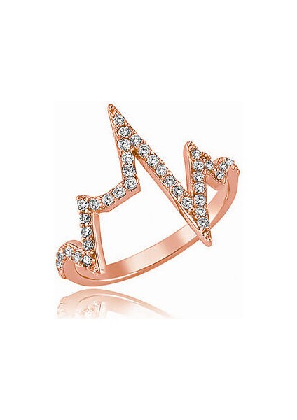 Rose Kalp Ritmi 925 Ayar Gümüş Kadın Yüzük