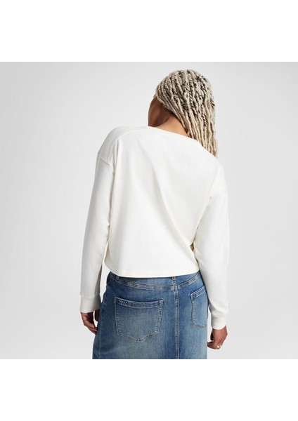 Wordmark Kadın Ekru Bisiklet Yaka Sweatshirt fiyatları