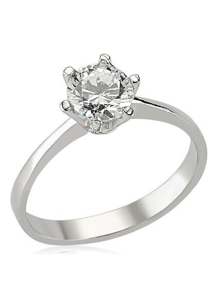 Tek Taş Zirkon Taşlı 925 Ayar Gümüş Kadın Yüzük