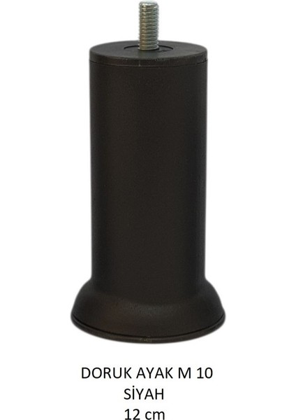 Doruk Ayak, Cıvatalı Baza Koltuk Dolap Ayağı, Metal, Siyah, M10, 12 cm