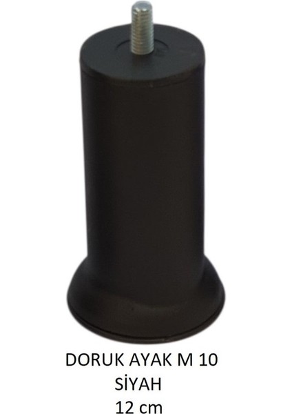 Doruk Ayak, Cıvatalı Baza Koltuk Dolap Ayağı, Metal, Siyah, M10, 12 cm fiyatları