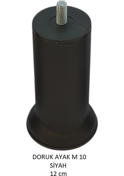 Doruk Ayak, Cıvatalı Baza Koltuk Dolap Ayağı, Metal, Siyah, M10, 12 cm modelleri