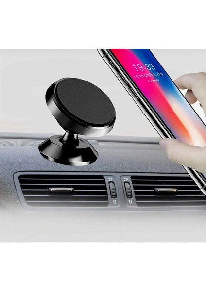 Tüm Cihazlara Uyumlu Mıknatıslı Telefon Tutacağı Siyah Araç Içi Telefon Tutucu Masaüstü