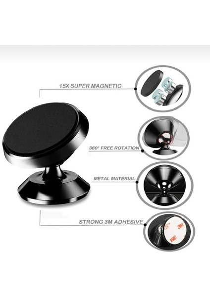 Tüm Cihazlara Uyumlu Mıknatıslı Telefon Tutacağı Siyah Araç Içi Telefon Tutucu Masaüstü modelleri