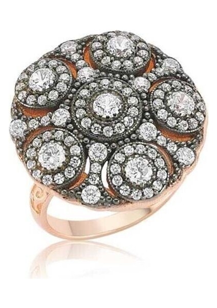 Rose Elmas Montur 925 Ayar Gümüş Kadın Yüzük