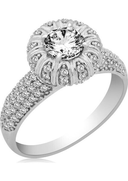 Fantezi Zirkon Taşlı 925 Ayar Gümüş Kadın Yüzük