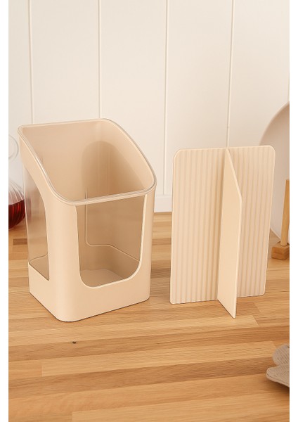 3 Bölmeli Tezgah Üstü Kaşıklık - Çıkarılabilir Bölmeli Kaşık Bıçak Standı Mutfak Organizer Bej modelleri