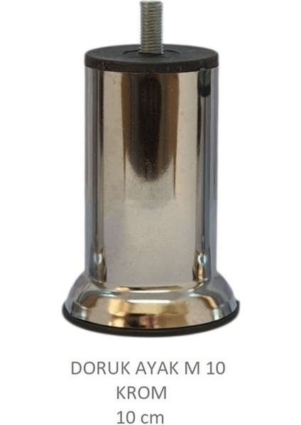 Doruk Ayak, Cıvatalı Baza Koltuk Dolap Ayağı, Metal, Krom, M10, 10 cm