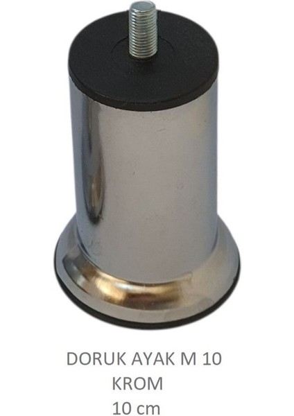 Doruk Ayak, Cıvatalı Baza Koltuk Dolap Ayağı, Metal, Krom, M10, 10 cm modelleri
