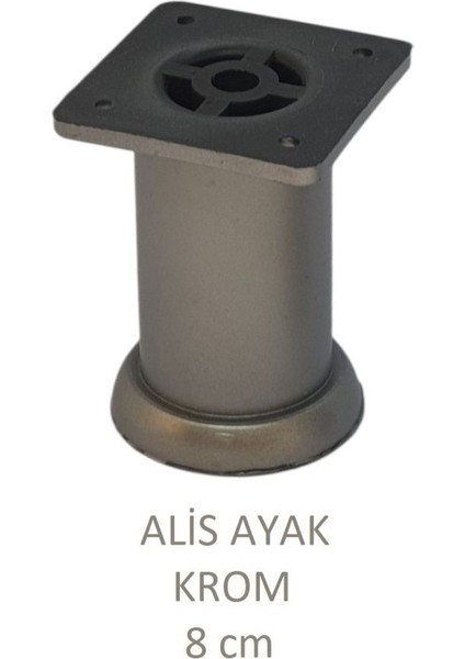 Alis Ayak, Baza Koltuk Dolap Ayağı, Plastik, Krom, 8 Cm, Vidalarıyla fiyatları