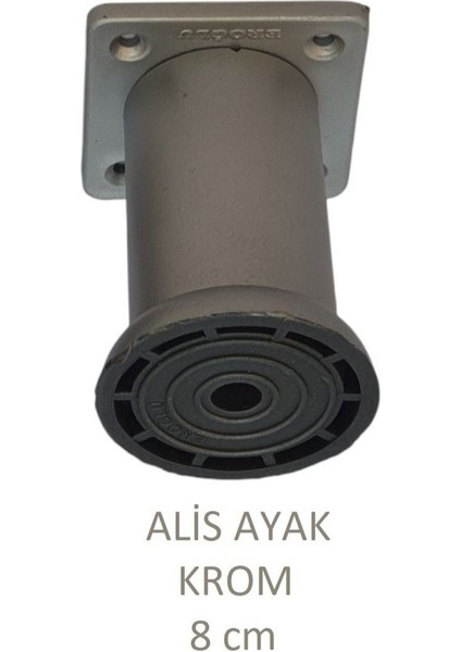 Alis Ayak, Baza Koltuk Dolap Ayağı, Plastik, Krom, 8 Cm, Vidalarıyla modelleri