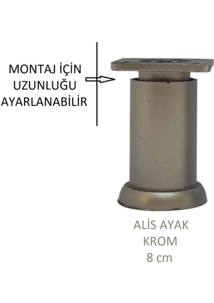 Alis Ayak, Baza Koltuk Dolap Ayağı, Plastik, Krom, 8 Cm, Vidalarıyla fırsatları