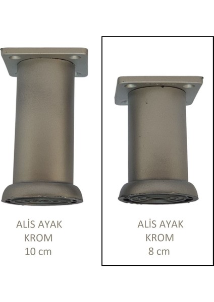 Alis Ayak, Baza Koltuk Dolap Ayağı, Plastik, Krom, 8 Cm, Vidalarıyla indirimleri