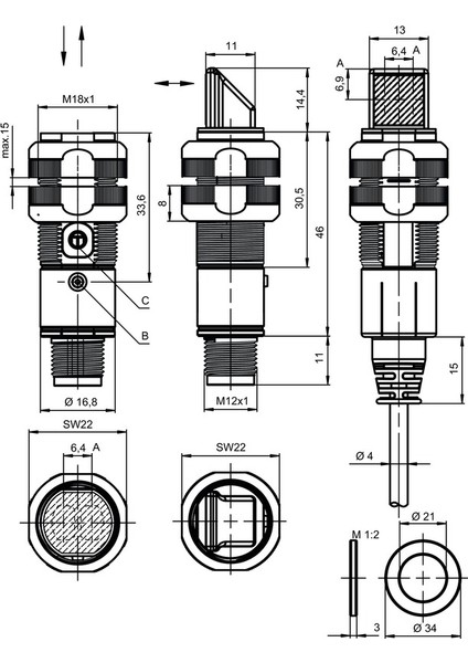ET318B 3/4PM12 Foto Elektrik Sensör modelleri