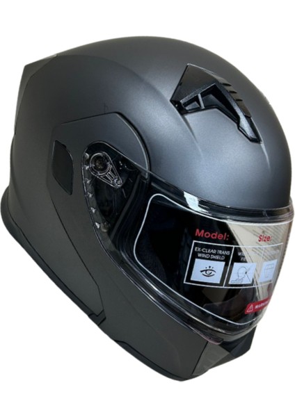 Jk Çene Açılır Motosiklet Kaskı Mat Gri – Şehir İçi Konfor Ve Kor