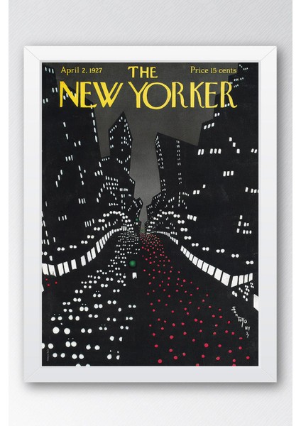 The New Yorker Çerçeveli Tablo April 2 1927 - Şehir Trafik Işıkları