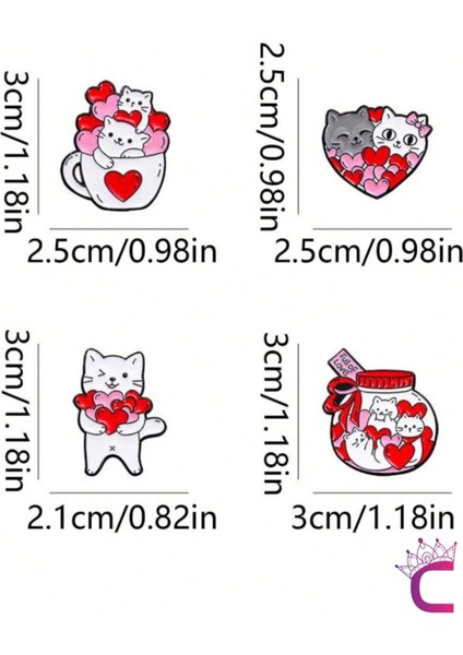 Full Of Love Sevimli Kalpli Kedi Pin Broş - Hediyelik Aşk Sevgili Arkadaş Çanta Şapka Süsü Rozeti indirimleri