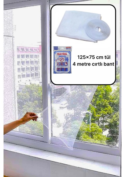Tül Sineklik 125X75 cm Tek Kanat Cırtlı Bant Ile Kolay Montaj & Pencere Sinekliği