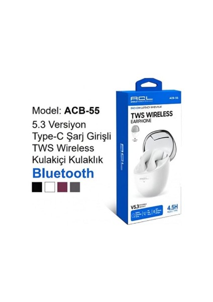 ACB55 5.3 Versiyon Type-C Şarj Girişli Tws Wireless Kulakiçi Kulaklık fiyatları