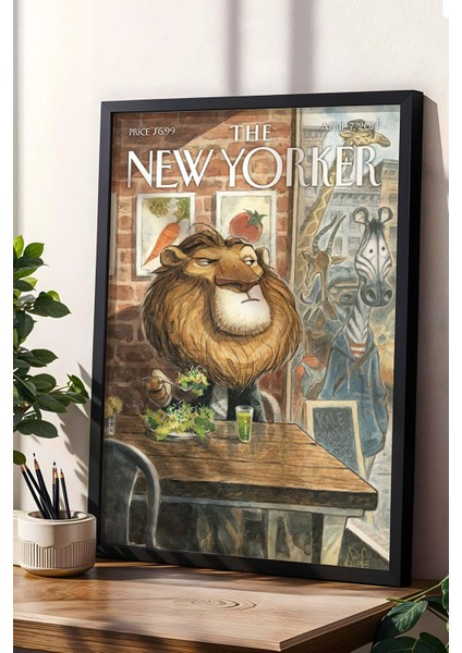 The New Yorker Çerçeveli Tablo April 7 2014 - Sağlıklı Aslan Tablo