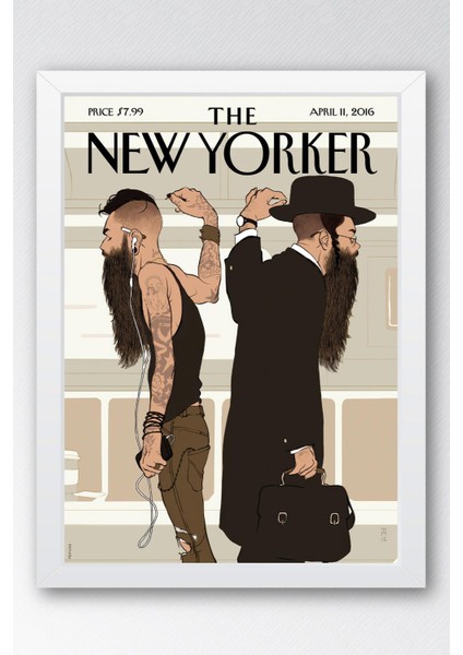 The New Yorker Çerçeveli Tablo April 11 2016 - Hipster ve Hasid Tablosu