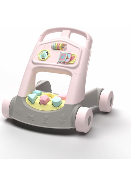 2'si 1 Arada Yürüme Yardımcısı Ilk Adım Arabası ve Şekil Eşleştirme Oyuncağı , 10 Ay+