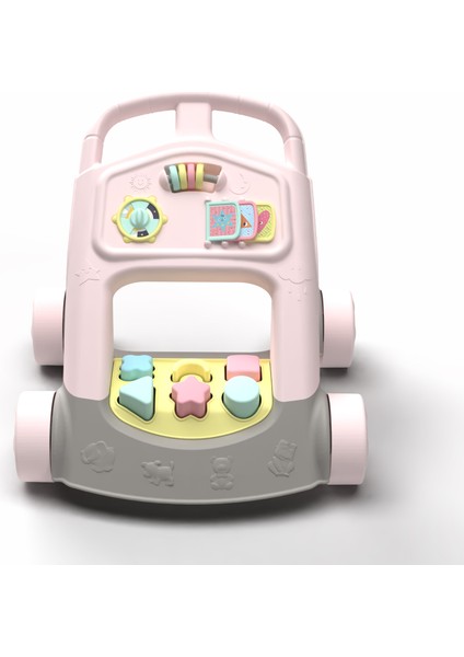 2'si 1 Arada Yürüme Yardımcısı Ilk Adım Arabası ve Şekil Eşleştirme Oyuncağı , 10 Ay+ modelleri