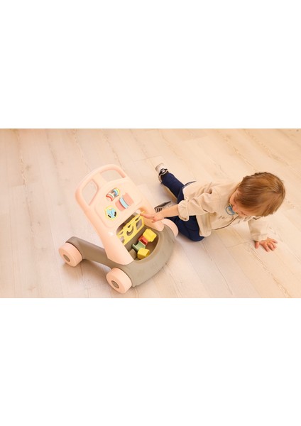 2'si 1 Arada Yürüme Yardımcısı Ilk Adım Arabası ve Şekil Eşleştirme Oyuncağı , 10 Ay+