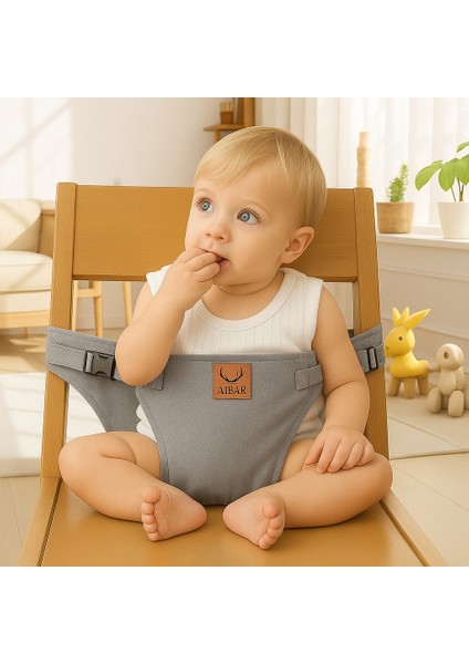 Taşınabilir Güvenli Mama Sandalyesi - Aibar Marka, Gri Renk