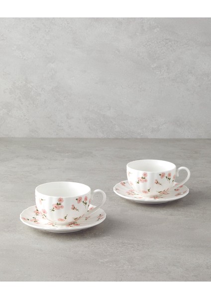 Cordelia New Bone China 4 Parça 2 Kişilik Çay Fincanı Takımı 220 ml Beyaz - Pembe fiyatları