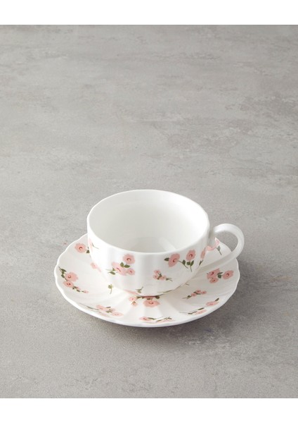 Cordelia New Bone China 4 Parça 2 Kişilik Çay Fincanı Takımı 220 ml Beyaz - Pembe modelleri