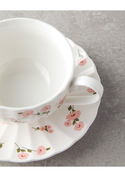 Cordelia New Bone China 4 Parça 2 Kişilik Çay Fincanı Takımı 220 ml Beyaz - Pembe fırsatları