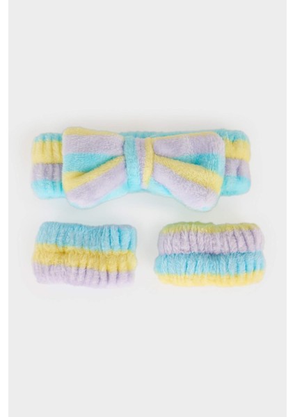 Kadın 2'li Saç Bandı ve Havlu Bileklik Makyaj ve Cilt Bakımı Uygulama Seti F6661AXNS