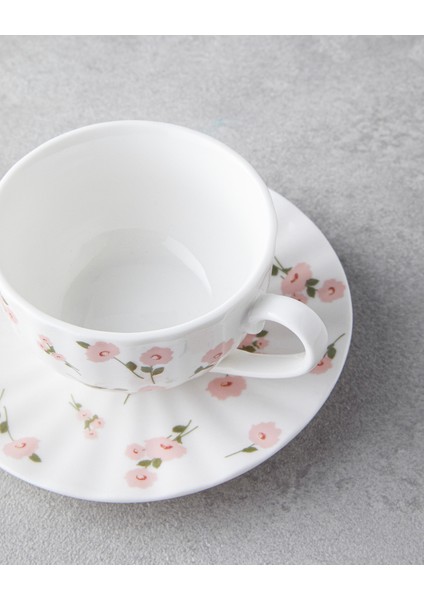 Cordelia New Bone China 4 Parça 2 Kişilik Kahve Fincan Takımı 90 ml Beyaz - Pembe fırsatları