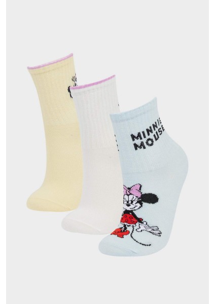 Kız Çocuk Disney Mickey & Minnie 3'lü Pamuklu Uzun Çorap F4299A8NS
