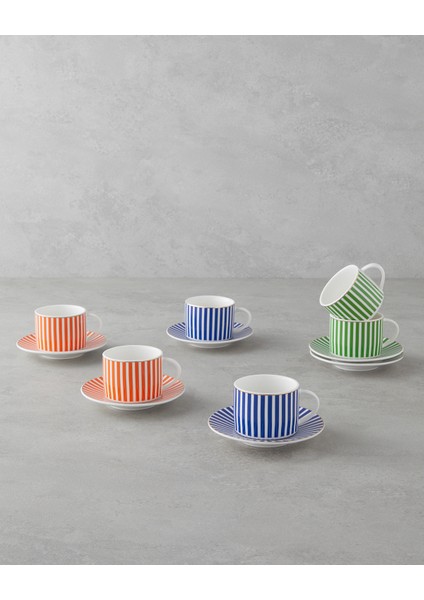 Toffee New Bone China 12 Parça 6 Kişilik Kahve Fincan Takımı 90 ml Renkli