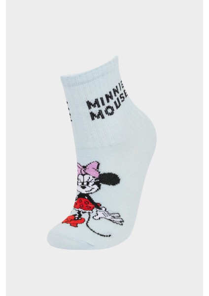 Kız Çocuk Disney Mickey & Minnie 3'lü Pamuklu Uzun Çorap F4299A8NS modelleri