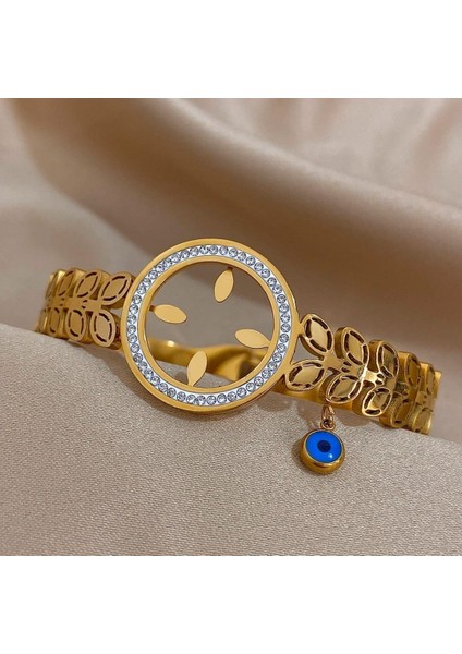 Çeyrek Altın Takılan Kararmaz Çelik Kelepçe SNS103896 modelleri