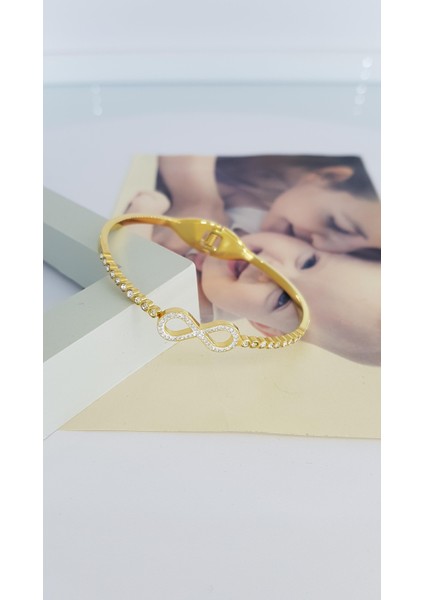 Sonsuzluk Aşk Sevgiliye Hediye Gold Çelik Kelepçe Sns103894